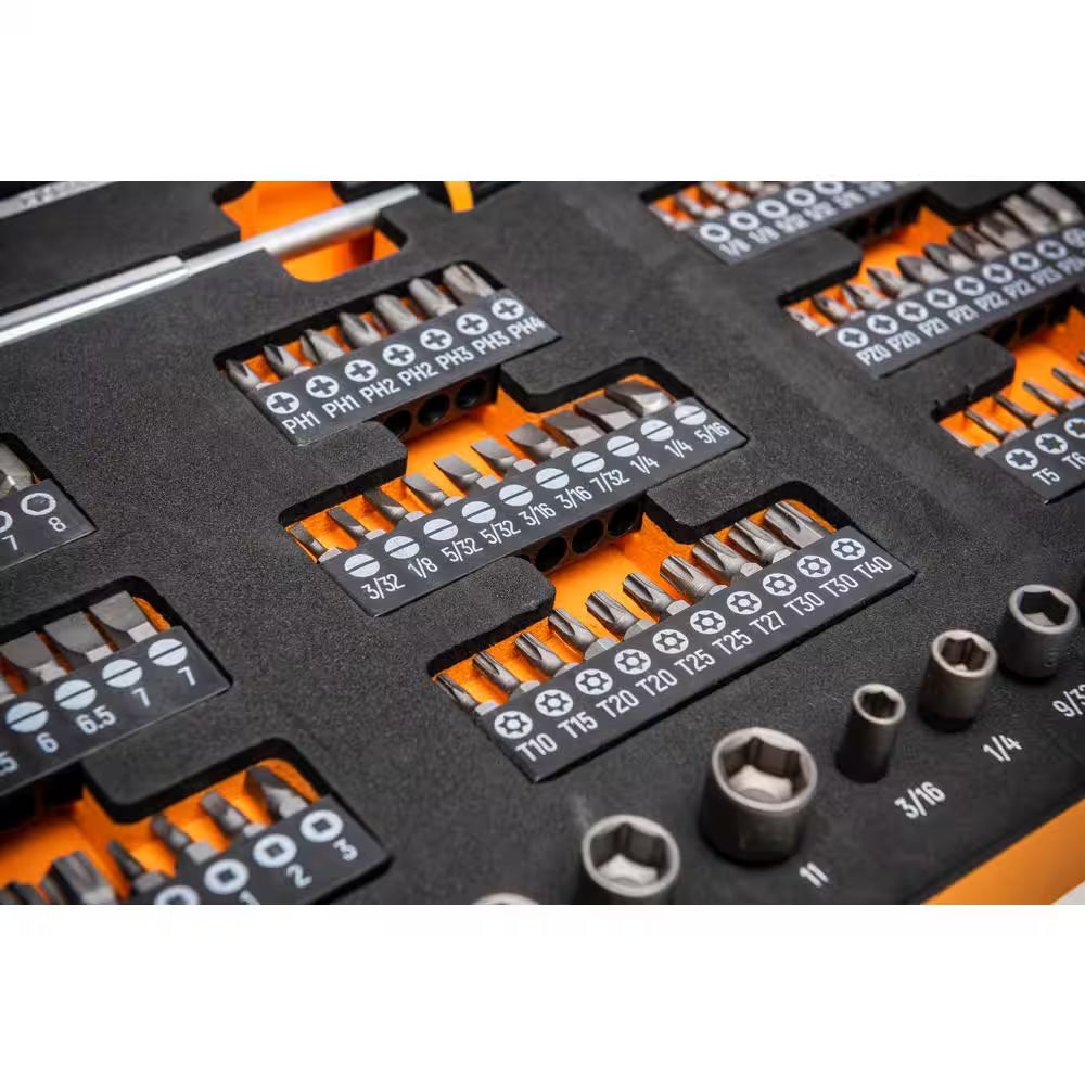 1/4 In. Drive Micro Bits Mechanics Tool Set in Foam Storage Tray (105-Piece)