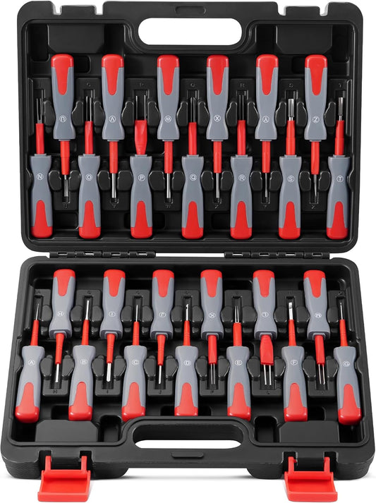 Terminal Removal Tool Kit, 26 Pcs Depinning Tool Pin Removal Tool Kit, Connector Pin Removal Tool, Pin Extractor Tool Kit for Automotive Car Universal Vehicle Wire Harness